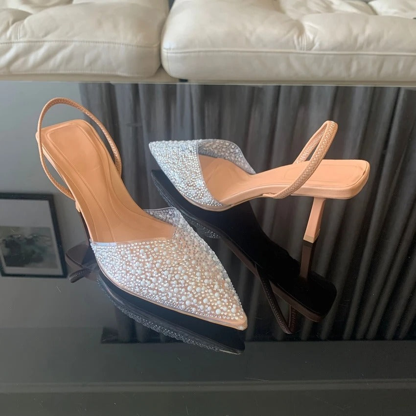 Levoire | Escarpins confortables avec décoration en perles blanches