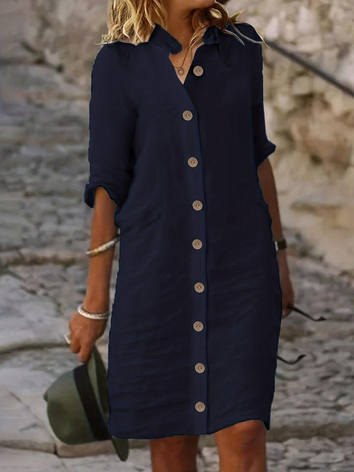 Levoire | Robe midi boutonnée élégante pour tenue décontractée mode femme