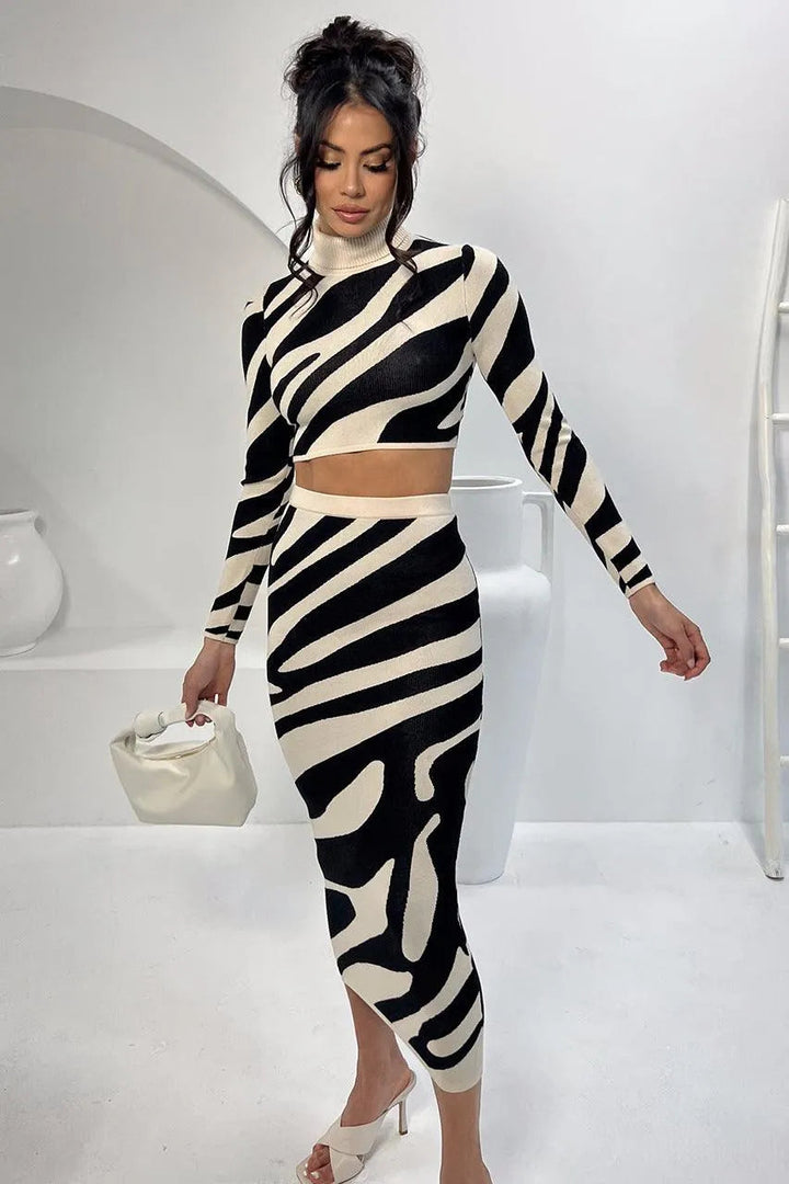 Levoire | Robe tricotée à crayon étroit et rayé