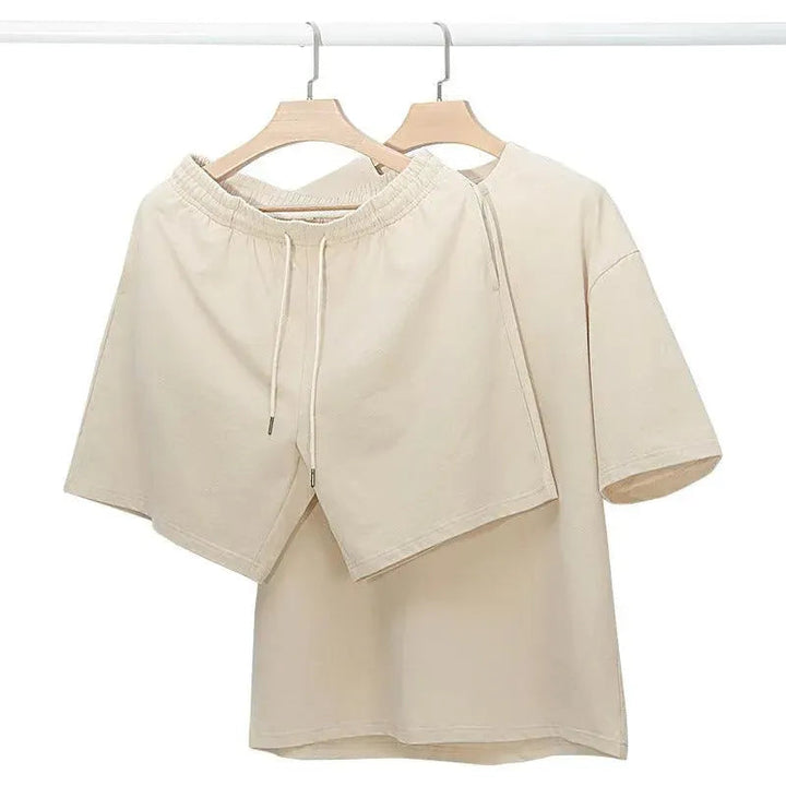Levoire | T-shirt à manches courtes et shorts en coton Khaki