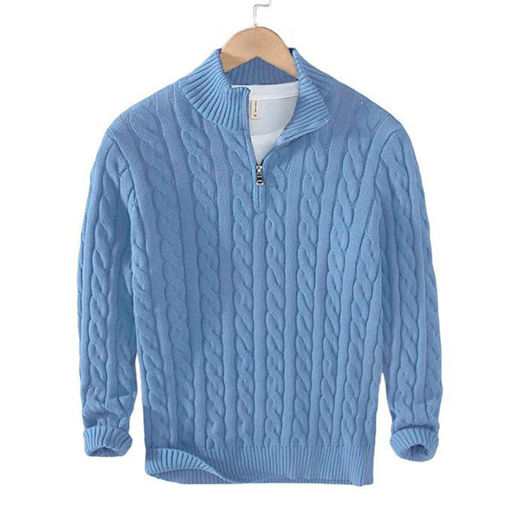 Levoire | Tricot Jersey Luxueux Avec Fermeture Éclair Moderne Bleu ciel