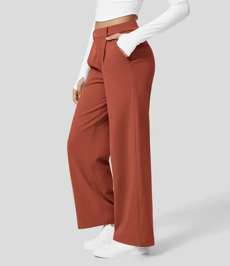 Levoire | Pantalon Palazzo Évasé Taille Haute Pour Femmes Rouge cinnabre