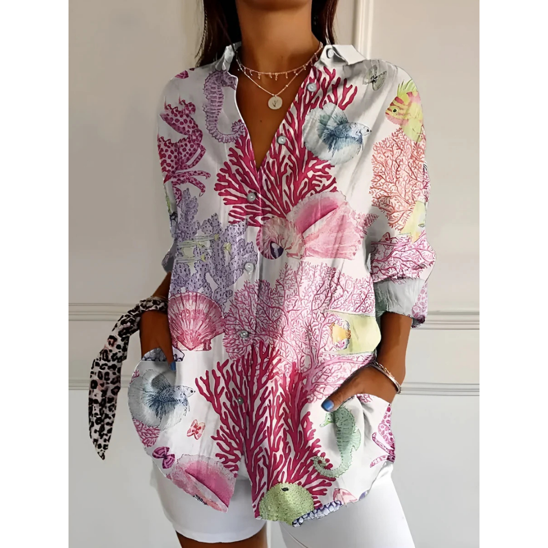 Levoire | Chemise À Manches Longues Imprimée Et Décontractée Pour - Femmes - Boutonnée Pourpre floral