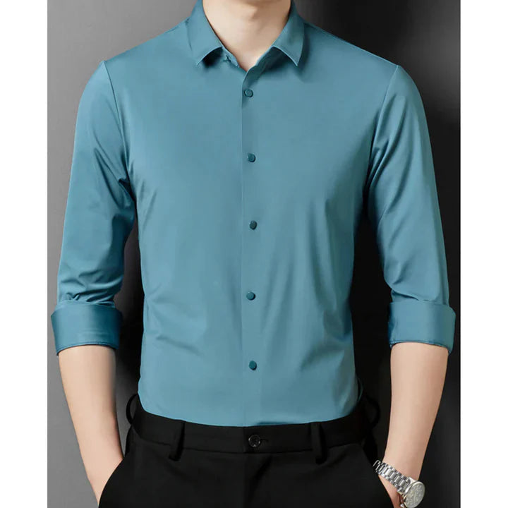 Levoire | Robe chemise ajustée slim bouton en bas Marine
