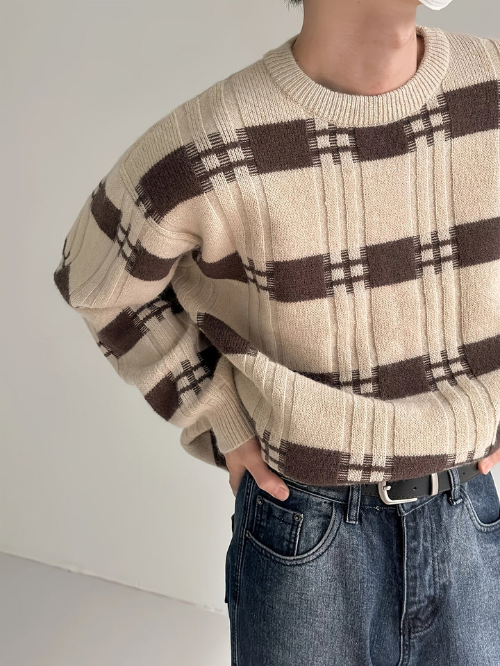 Levoire | Pull-Over Rayé Pour Hommes Khaki Couleur