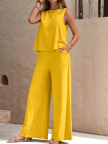 Levoire | Femme Ensemble En Lin Top Sans Manches & Pantalon