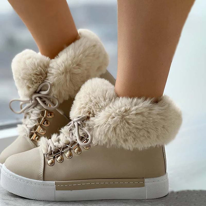 Levoire | À Plateforme En Peluche Chaude Beige
