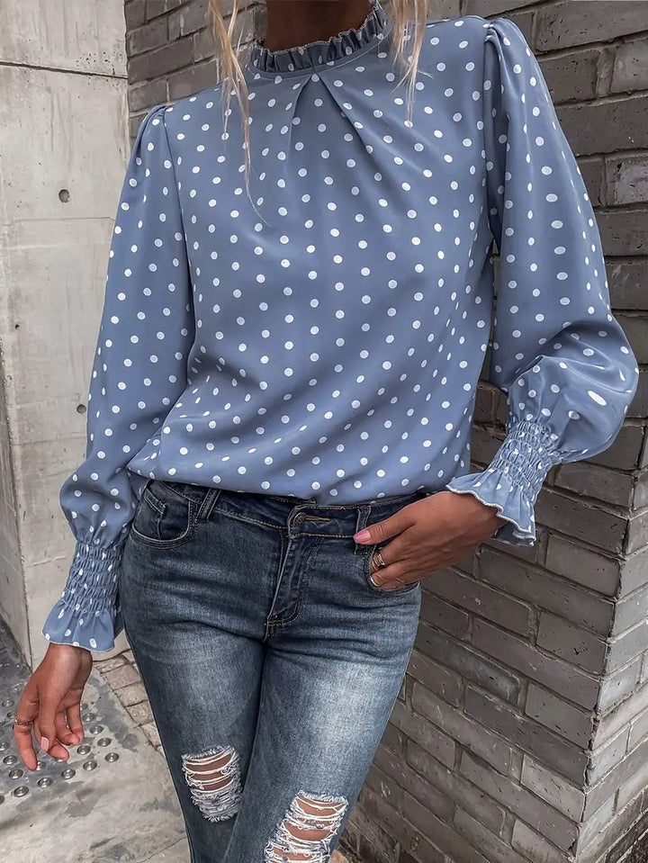 Levoire | Blouse À Pois Avec Col À Volants Pour Femmes 2XL