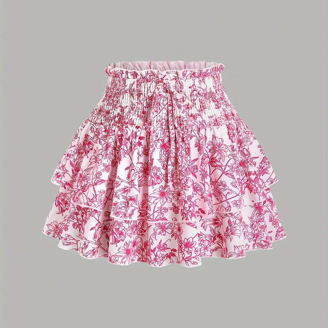 Levoire | Jupe À Volants Taille Haute Couleur rose