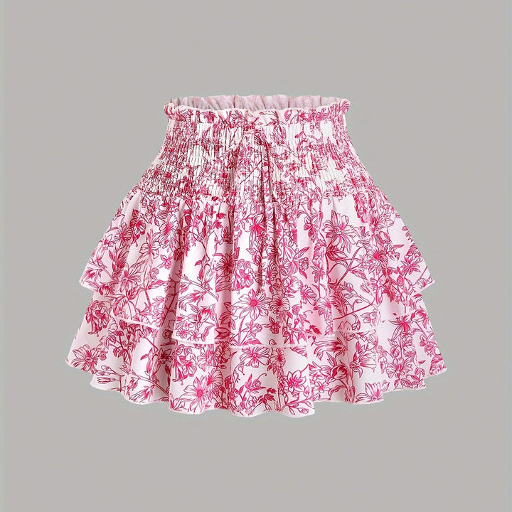 Levoire | Jupe À Volants Taille Haute Couleur rose