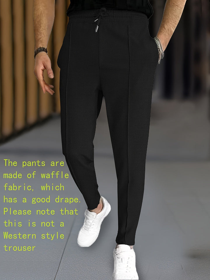 Levoire | Pantalon De Bain En Tricot À Carreaux Unicolore Avec Cordon Ajustable Noir