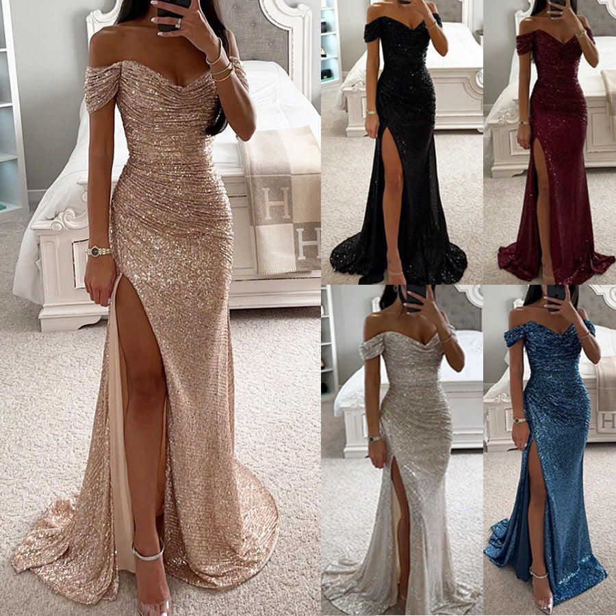 Levoire | Robe De Soire En Paillettes Avec Fente