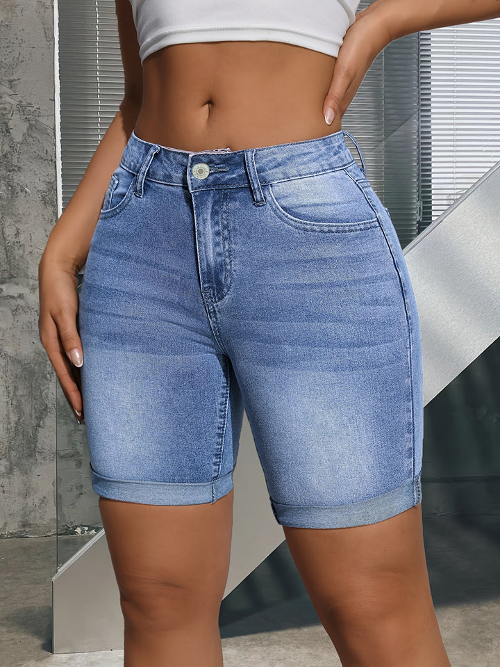 Levoire | Taille Haute Denim-Shorts Avec Ourlet Retourné