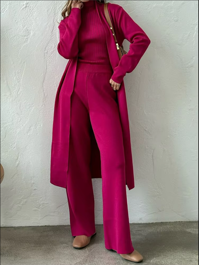 Levoire | Ensemble Tricot De 3 Pièces - Pull, Pantalon Ample, Cardigan