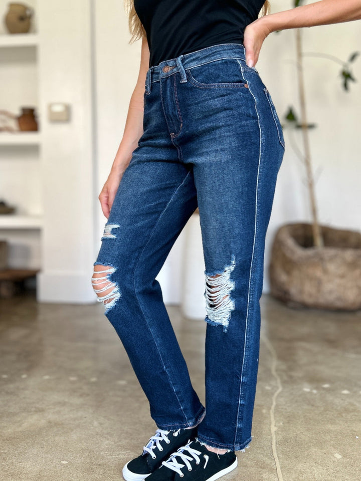 Levoire | Judy Blue Taille Haute Rigide Magic Heavy Destroy Jean Droit