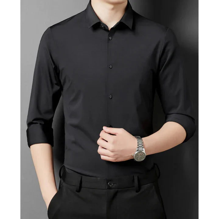 Levoire | Robe chemise ajustée slim bouton en bas Noir