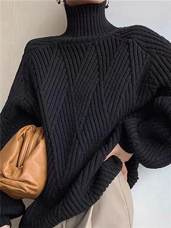 Levoire | Pull À Col Roulé Au Design Tricot Élégant Noir