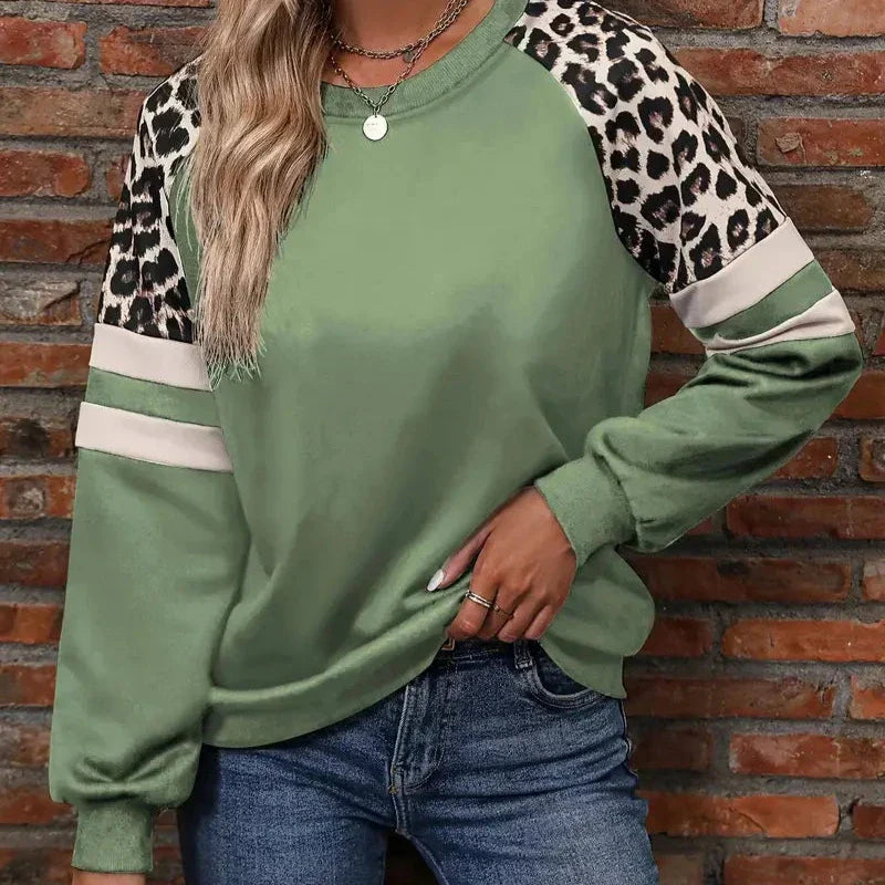 Levoire | Pull De Collège À Manches Longues Avec Motif Léopard Et Col Rond 2XL