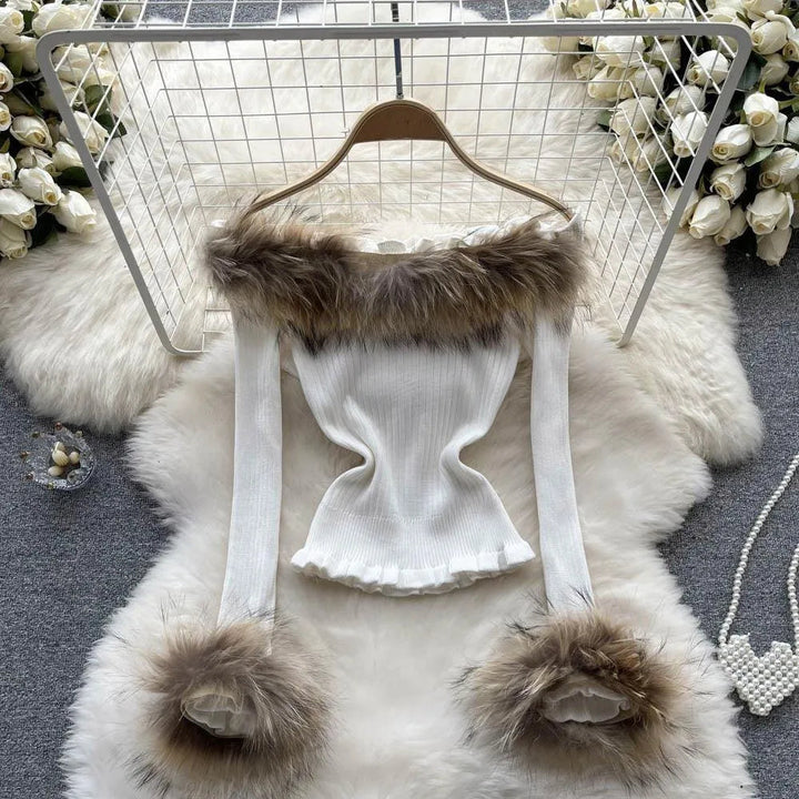 Levoire | Style tricot à une épaule Ins Blanc Une taille