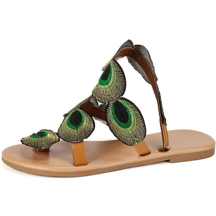 Levoire | Sandales Ouvertes Avec Détails Verts Pour Femmes