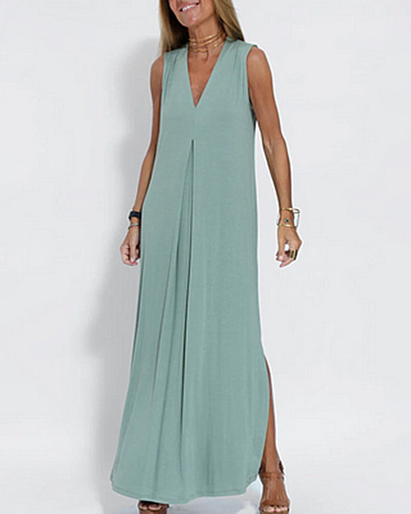 Levoire | Caro - Robe Maxi sans Manches Bleu