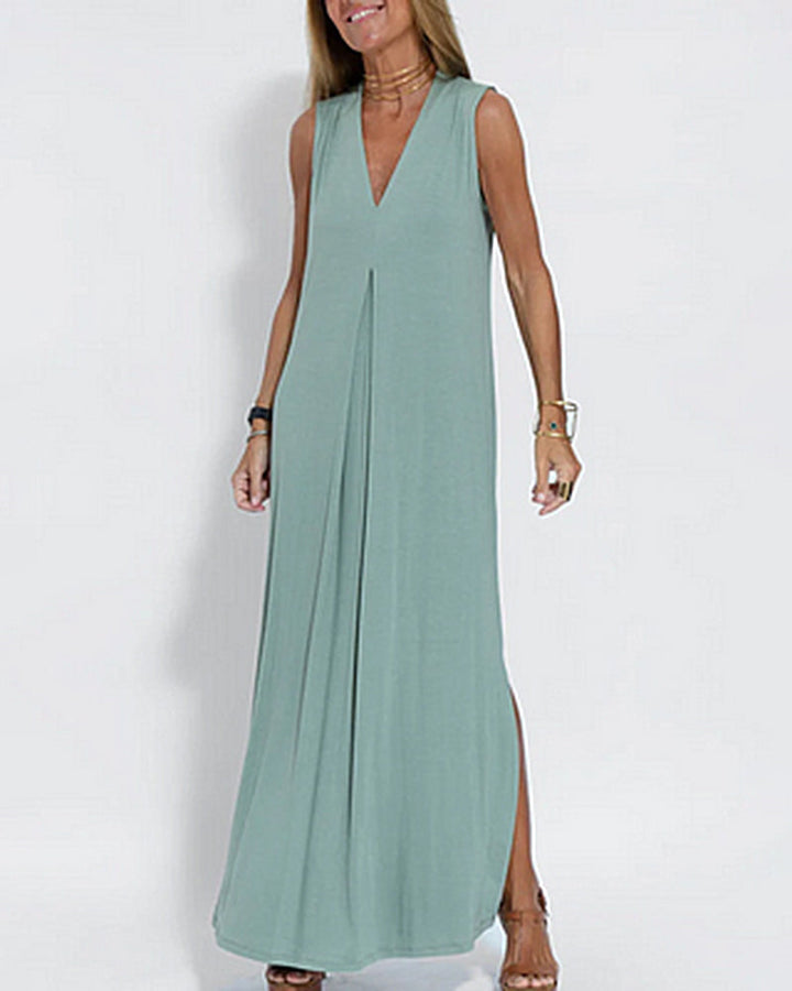Levoire | Caro - Robe Maxi sans Manches Bleu