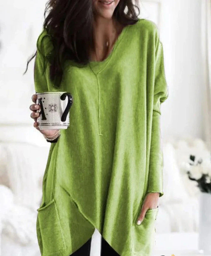 Levoire | Sweatshirt À Manches Longues Pour Femmes Avec Style Moderne Et Allongé Vert