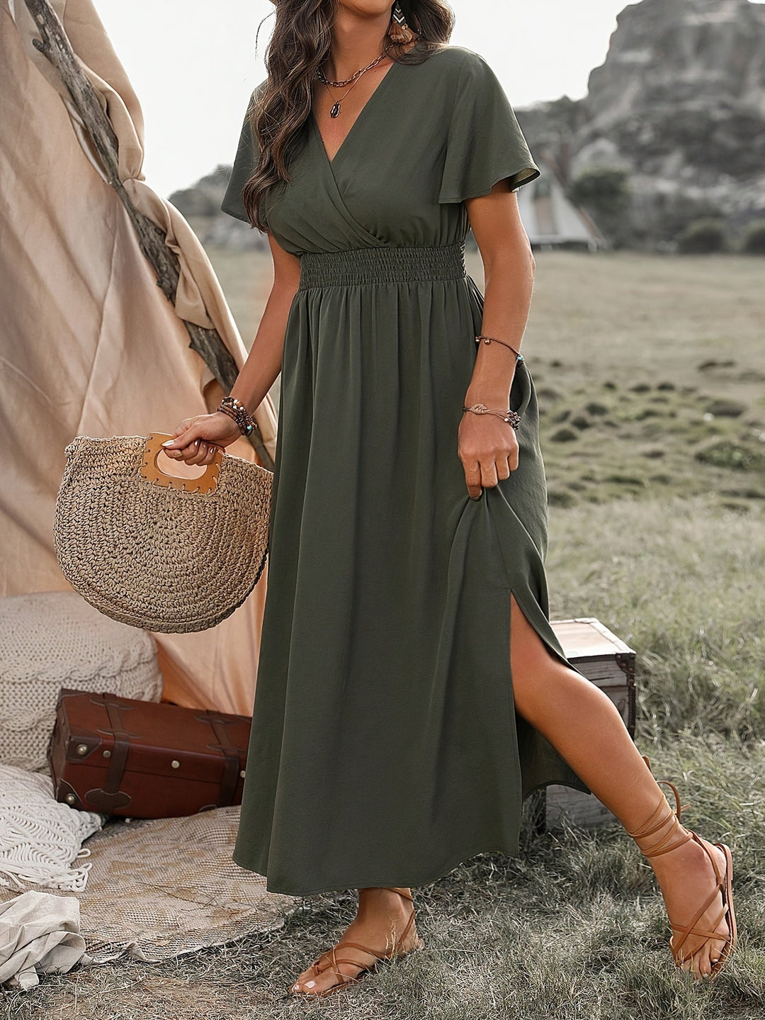 Levoire | Robe Longue Élégante En Satin Khaki S