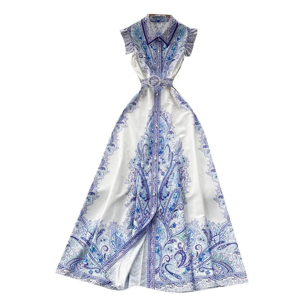 Levoire | Robe rétro femme avec col montant et lacets d'été