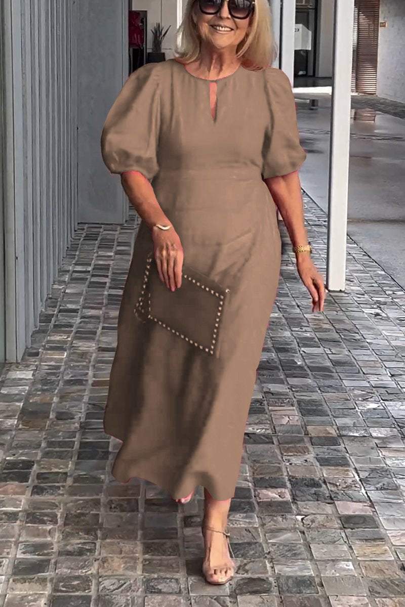 Levoire | Robe confortable en lin épais Kaki