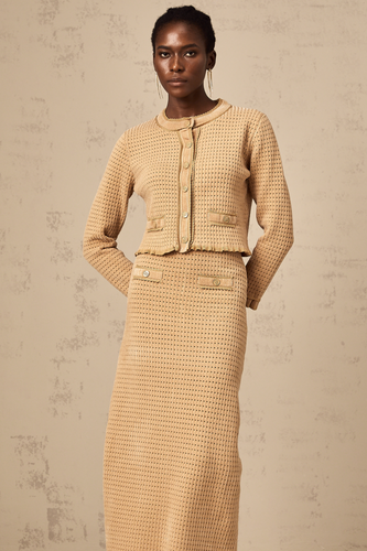 Levoire | Pull En Tricot Khaki Et Jupe Ensemble Assorti