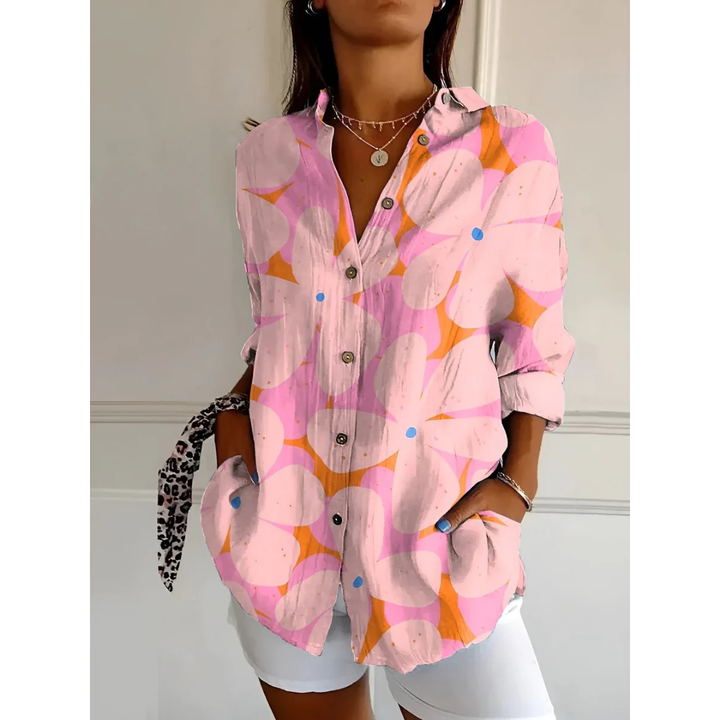Levoire | Chemise À Manches Longues Imprimée Et Décontractée Pour - Femmes - Boutonnée Rose Floral