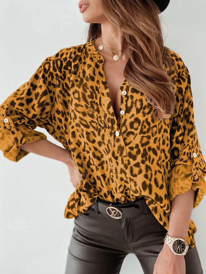 Levoire | Blouse À Motifs Avec Imprimé Léopard, Manches Longues Et Boutons Gul