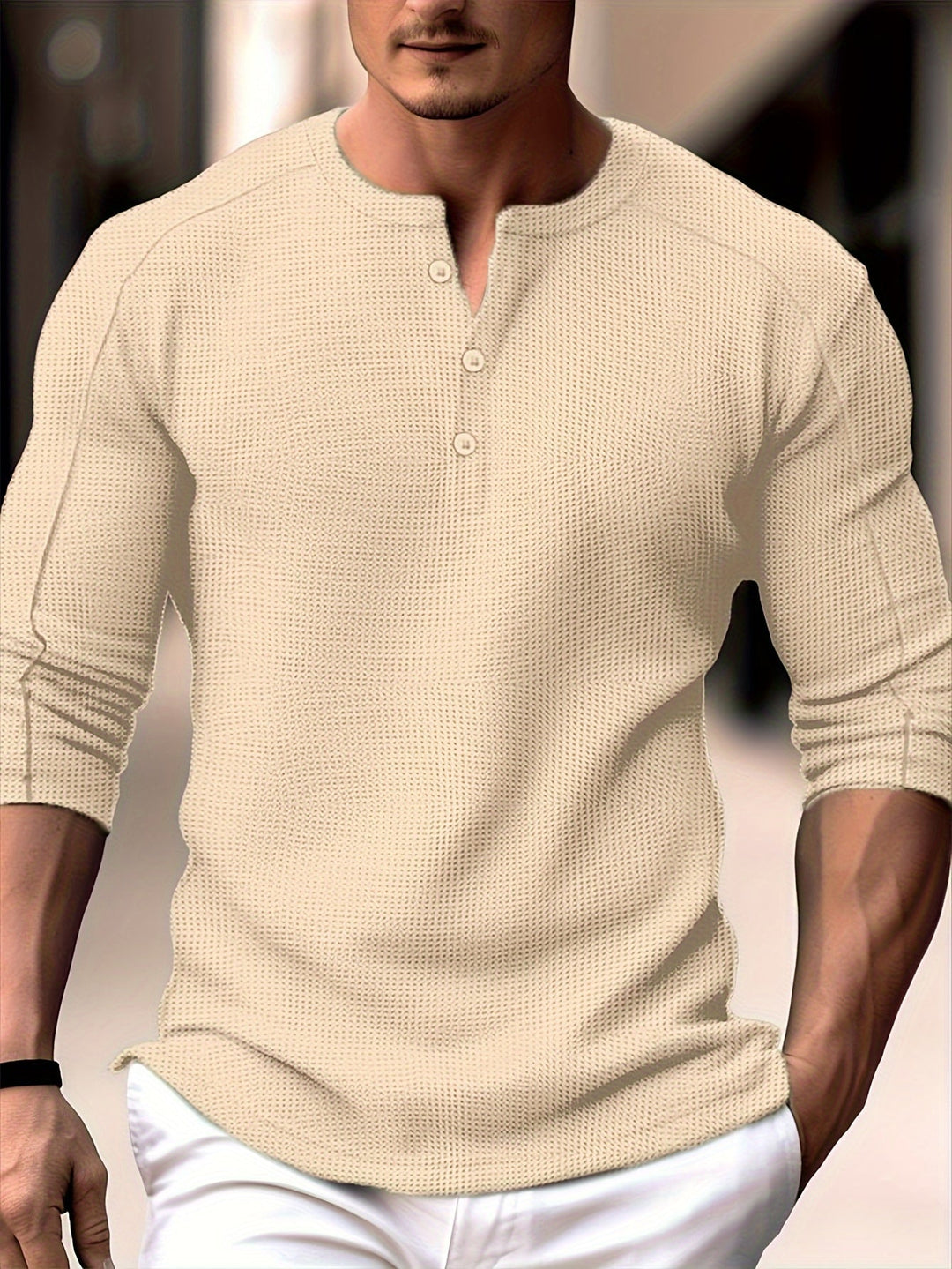 Levoire | T-Shirt Henley En Tricot Gaufré Homme