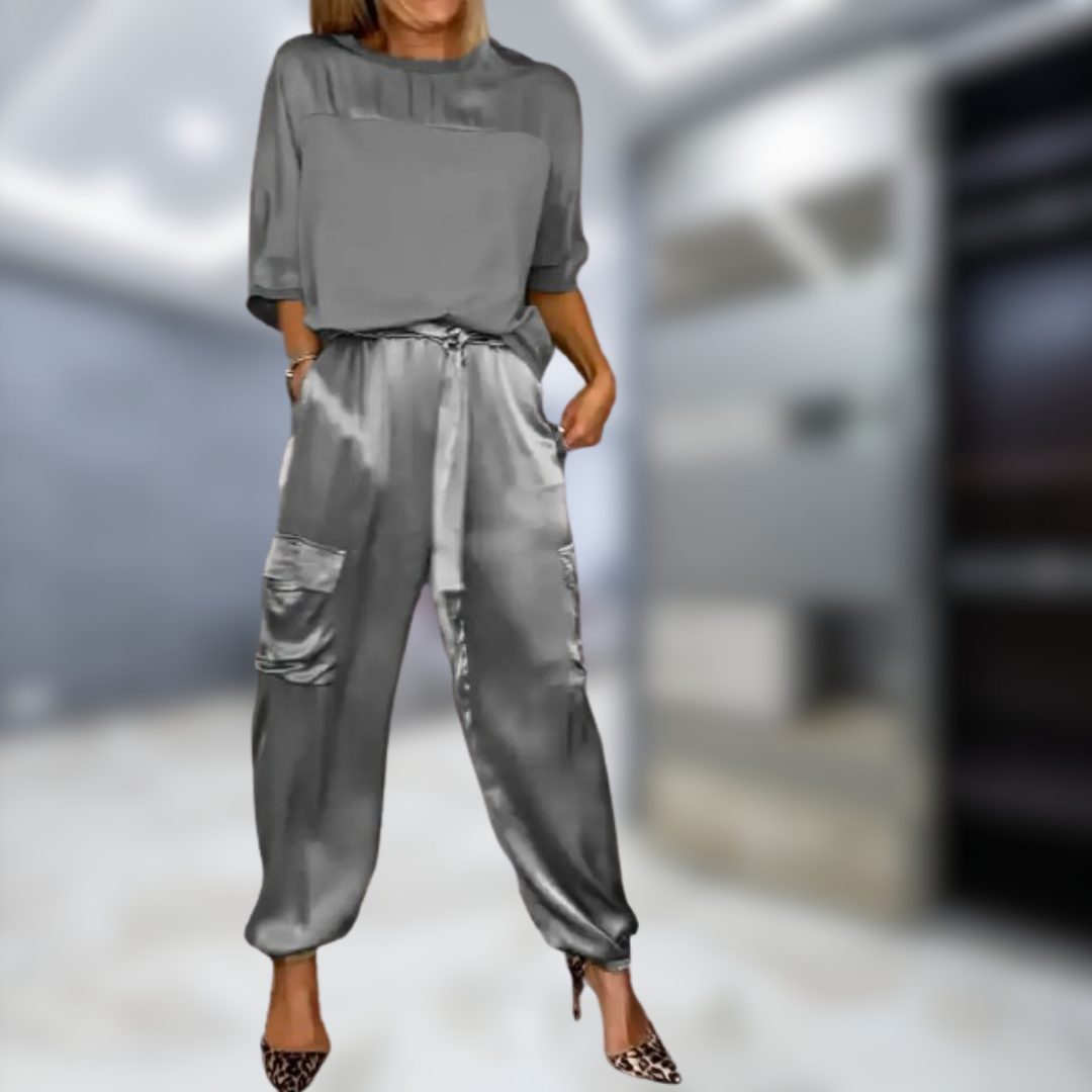 Levoire | Ensemble de top et pantalons à manches mi-longues Gris