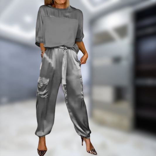 Levoire | Ensemble de top et pantalons à manches mi-longues Gris