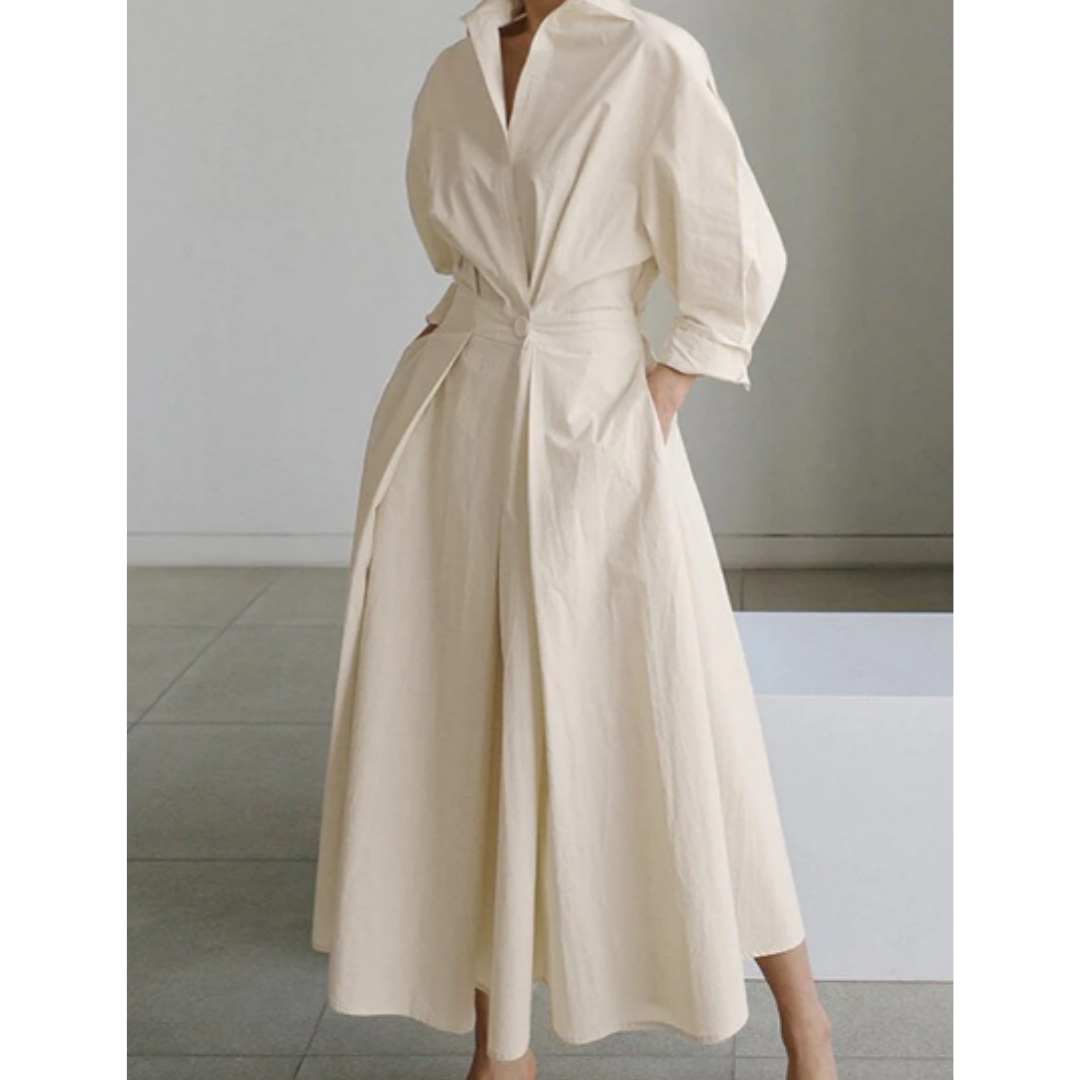 Levoire | Robe Maxi Croisée À Manches Longues Pour Femmes Beige