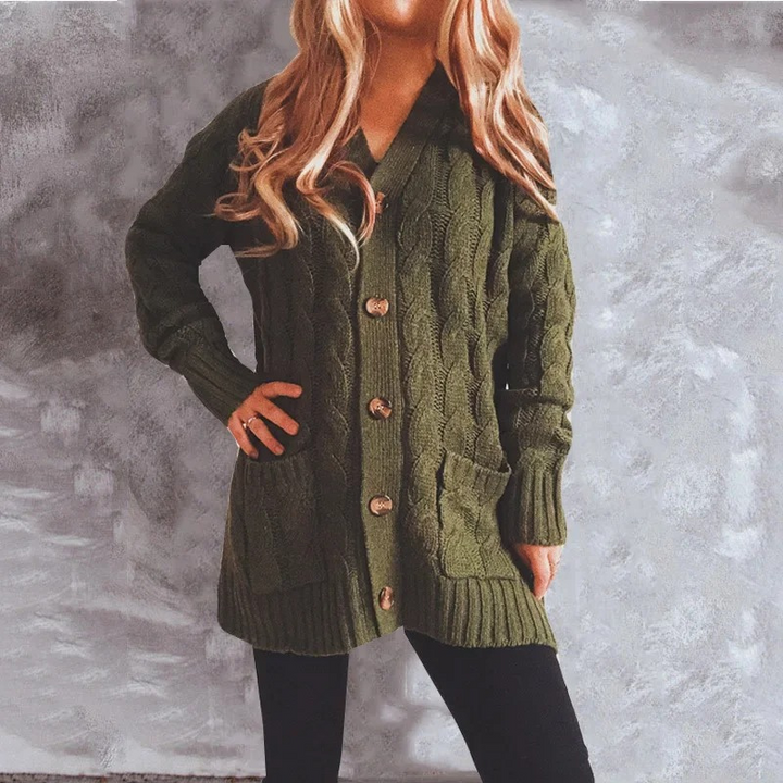 Levoire | Gilet à col haut pour femmes avec design en maille à cape Vert