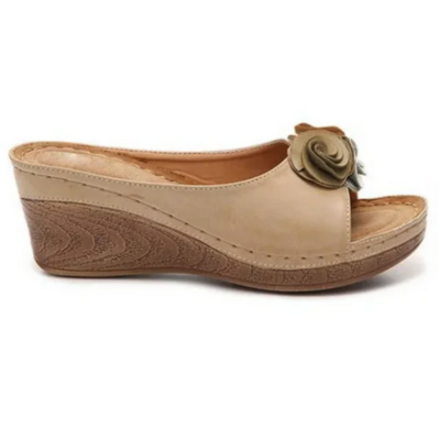 Levoire | Sandales compensées en cuir Khaki