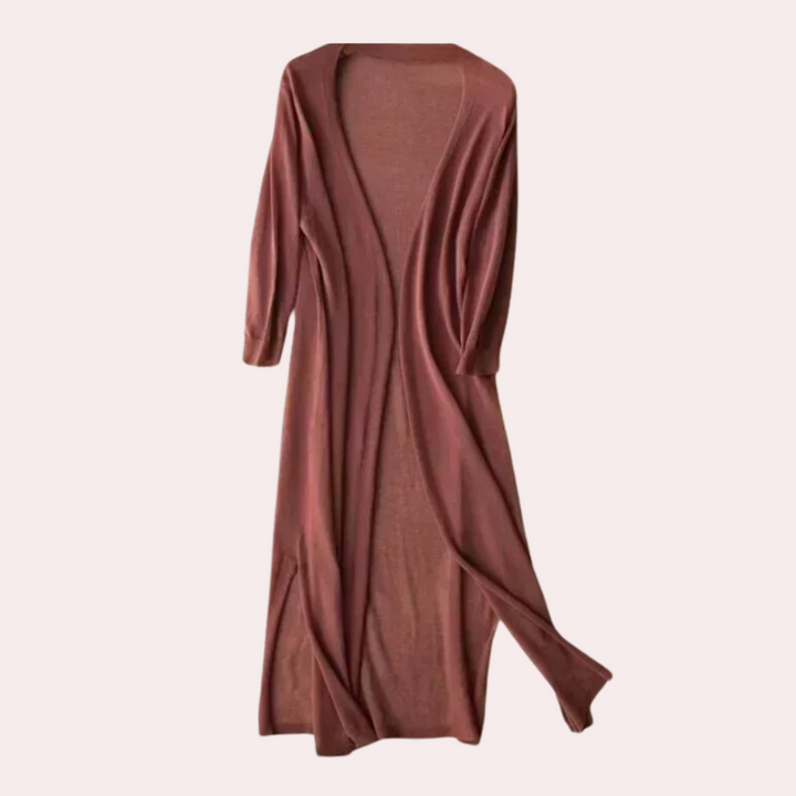 Levoire | Femme Gilet Long Élégant Et Léger Cardigan D'été Pour Femmes Café