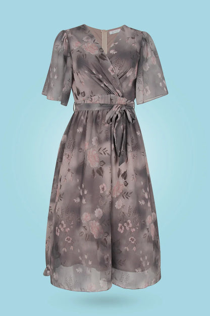 Levoire | Robe Midi Avec Motif Floral Et Décolleté En V