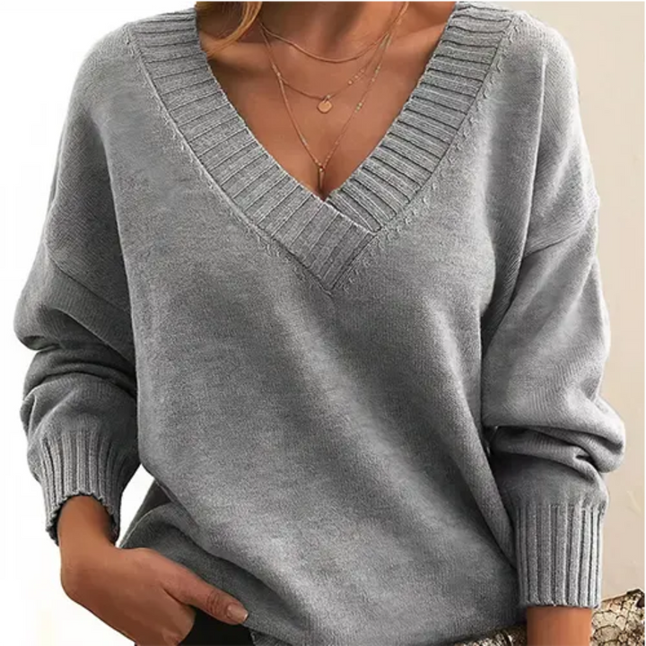 Levoire | Pull V à col en V pour femmes Gris