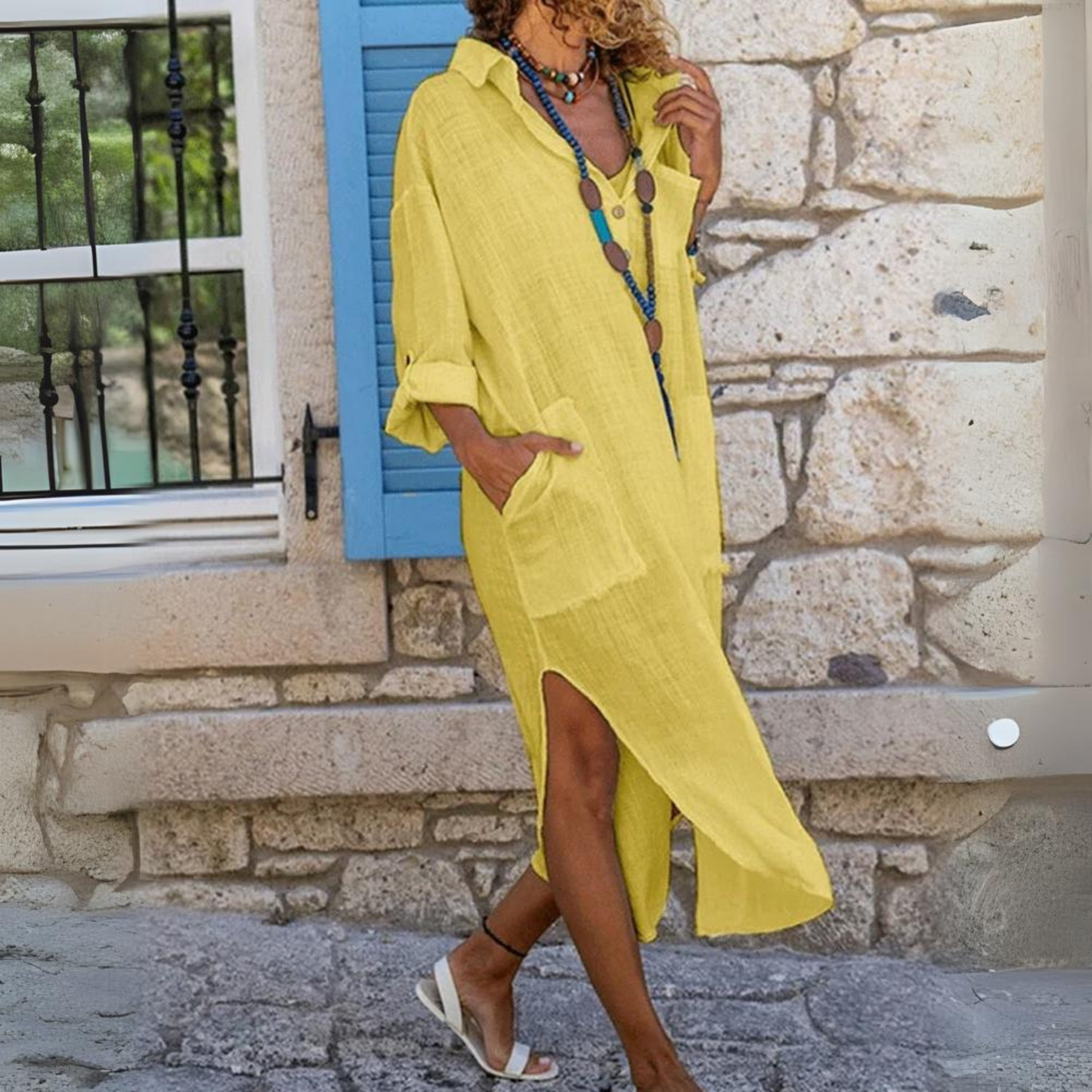 Levoire | Robe Chemise Longue À Manches Boutons Et Poches Gul