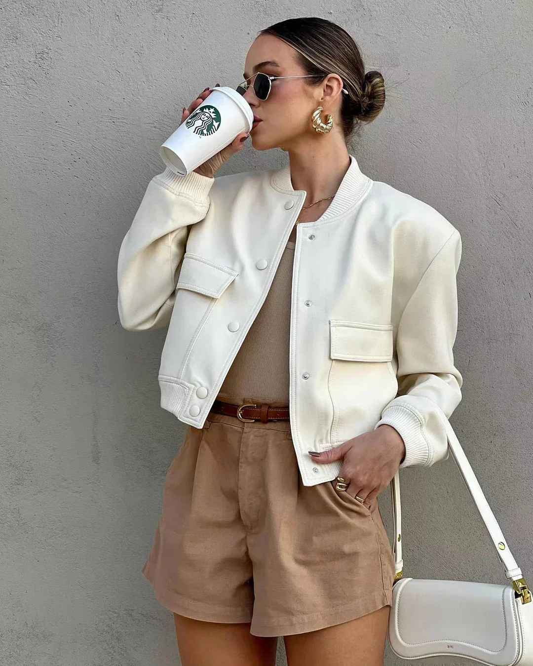 Levoire | Femmes Veste Bomber Croppée Chic Veste Tendance pour Femmes
