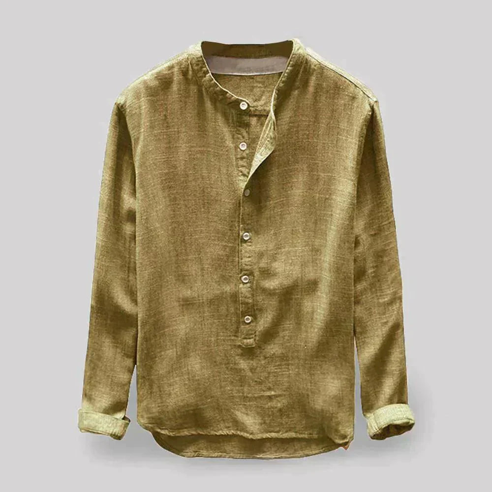 Levoire | Chemise Classique À Manches Longues Pour Hommes Jaune