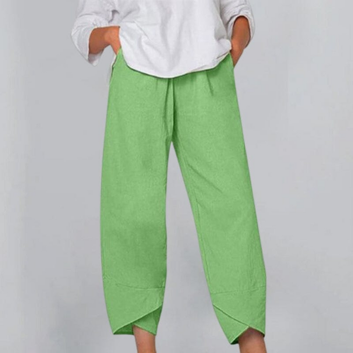Levoire | Pantalon femme en coton léger et lin, confort d'été pour femmes Vert