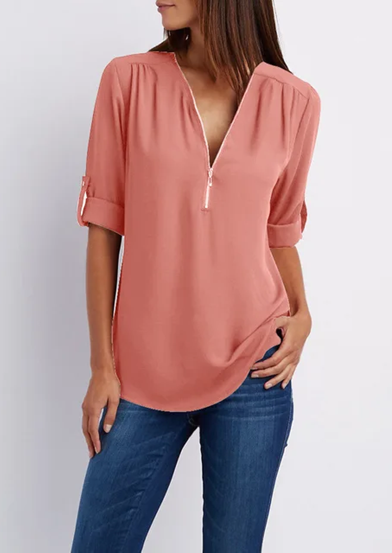 Levoire | Élégante Blouse À Décolleté En V Pour Femmes Rosa
