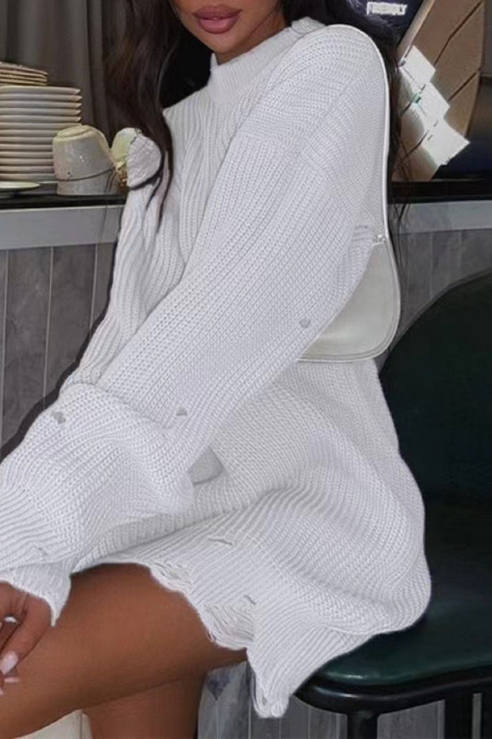 Levoire | Pull Avec Col Ronde Et Éléments Effilochés Blanc