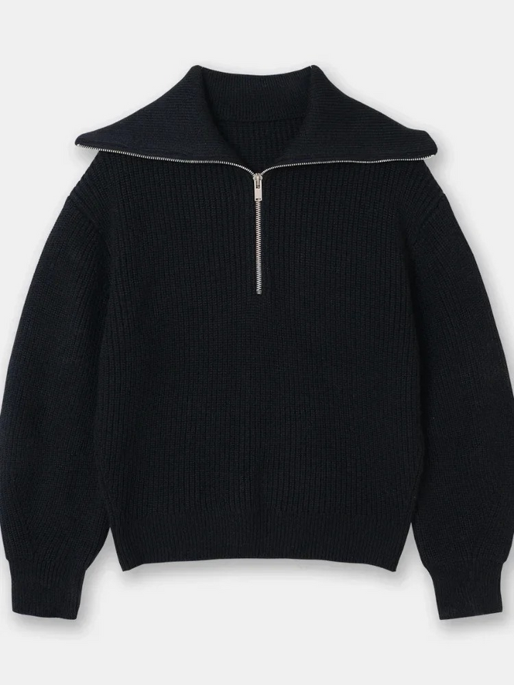 Levoire | Pull à fermeture éclair pour femmes Pull rayé, Modèle confortable Noir