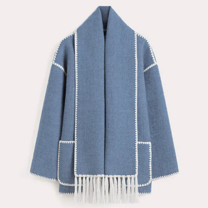 Levoire | Veste pour femmes Longue Chaude Bleu Blanc